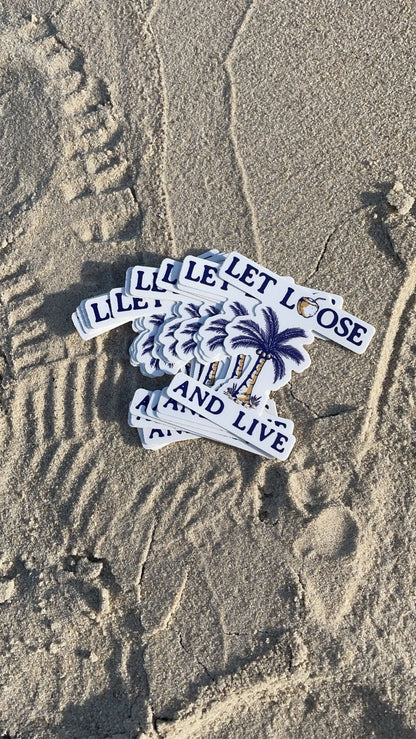 Tropical Kiss-Cut Stickers - "Let Loose and Live" - Fun Decor for Laptops, Water Bottles, Scrapbooking, Summer Vibes, Party Favors
