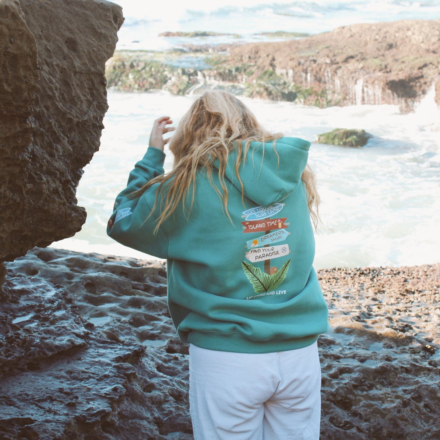 Aqua Green "Live Free" Hoodie