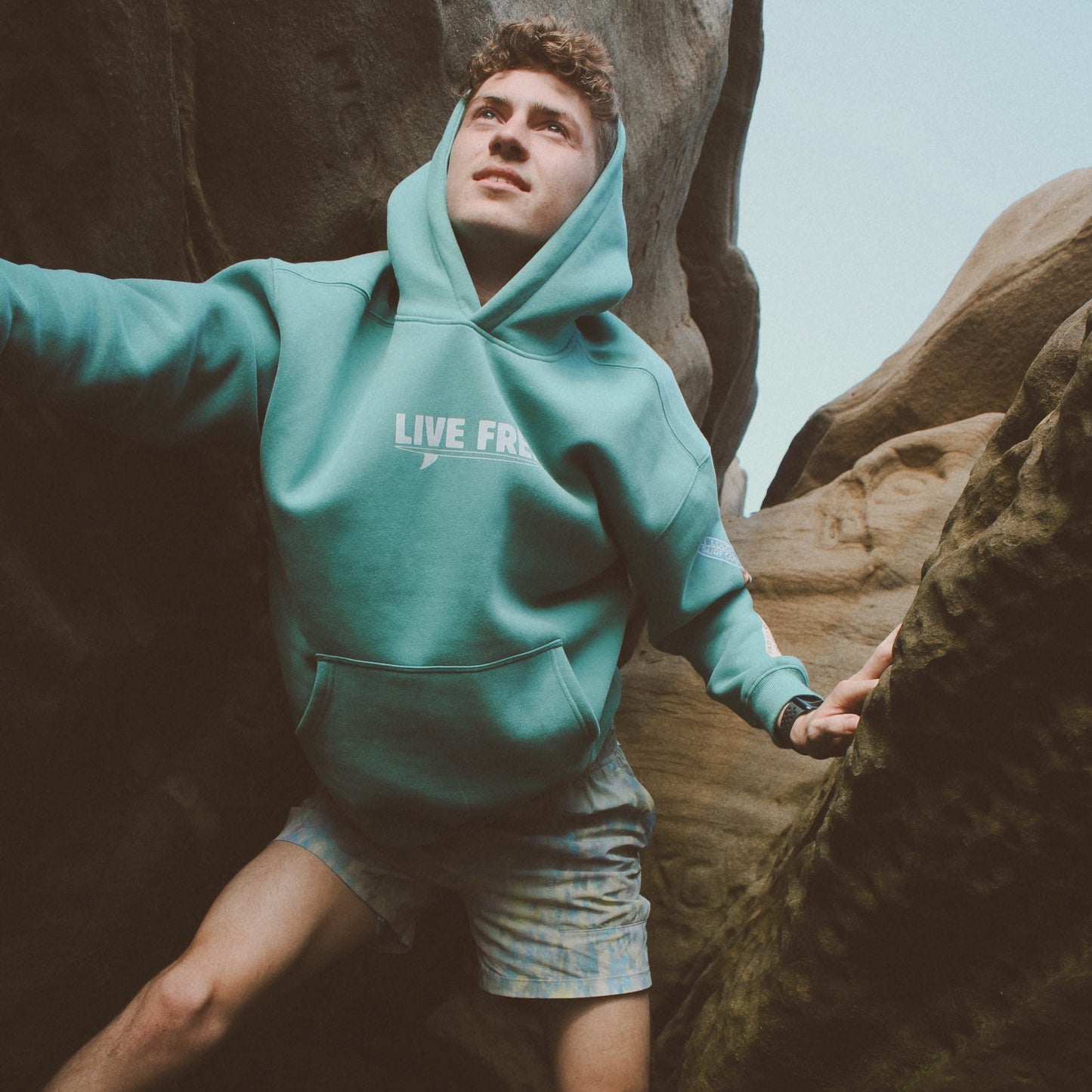 Aqua Green "Live Free" Hoodie