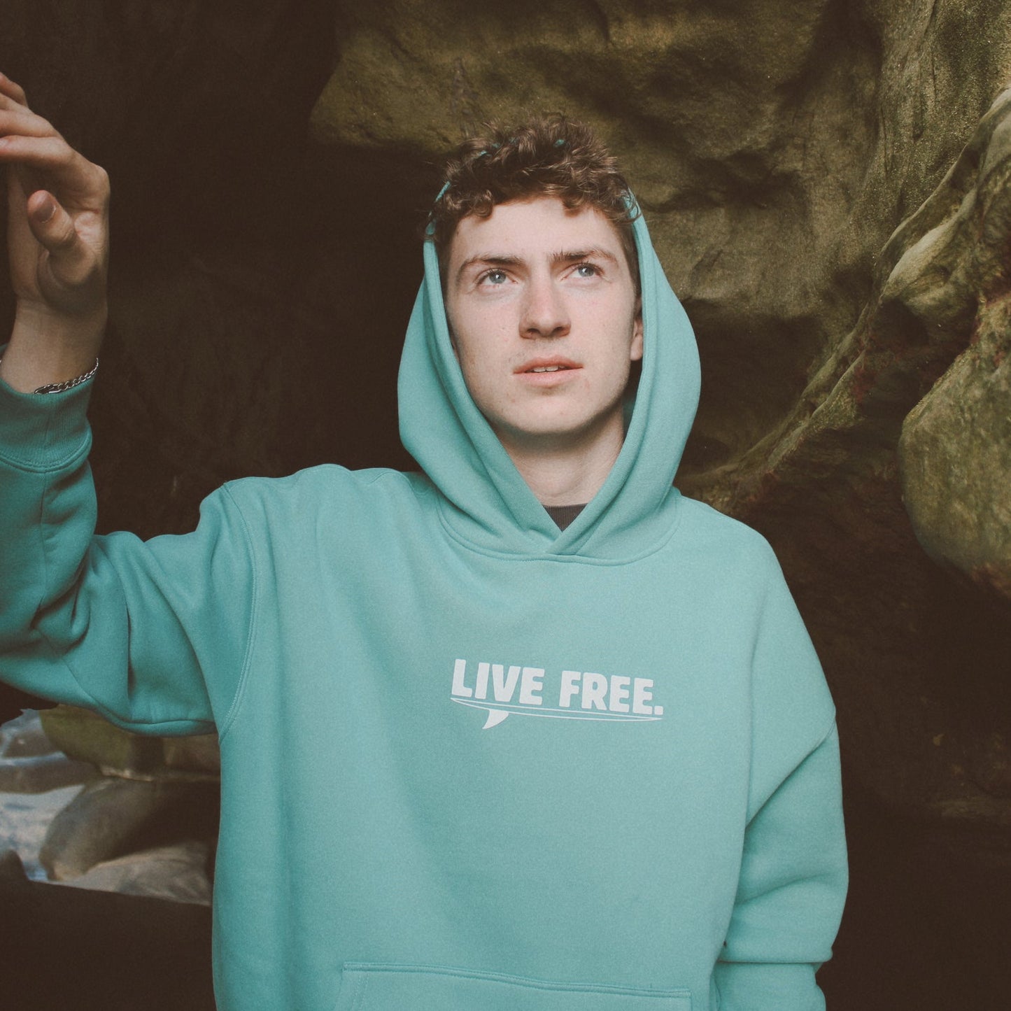 Aqua Green "Live Free" Hoodie