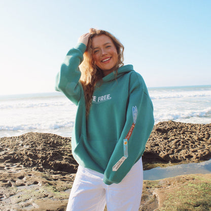 Aqua Green "Live Free" Hoodie